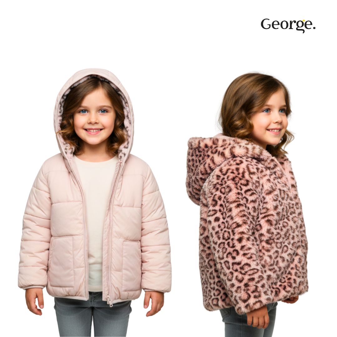 Girls Reversible Faux Fur Winter Jacket