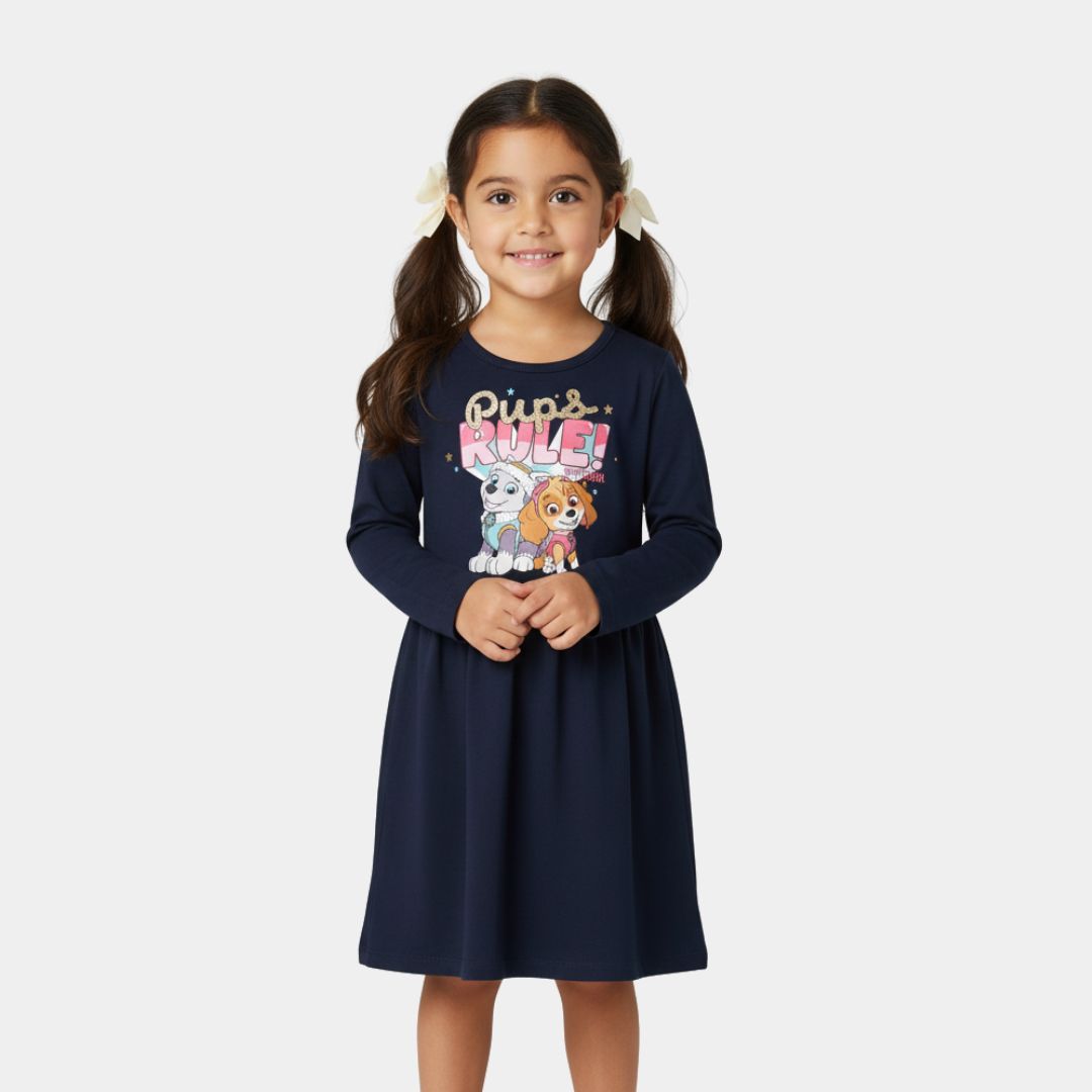 Girls Long Sleeve Dress – Paw Patrol Print