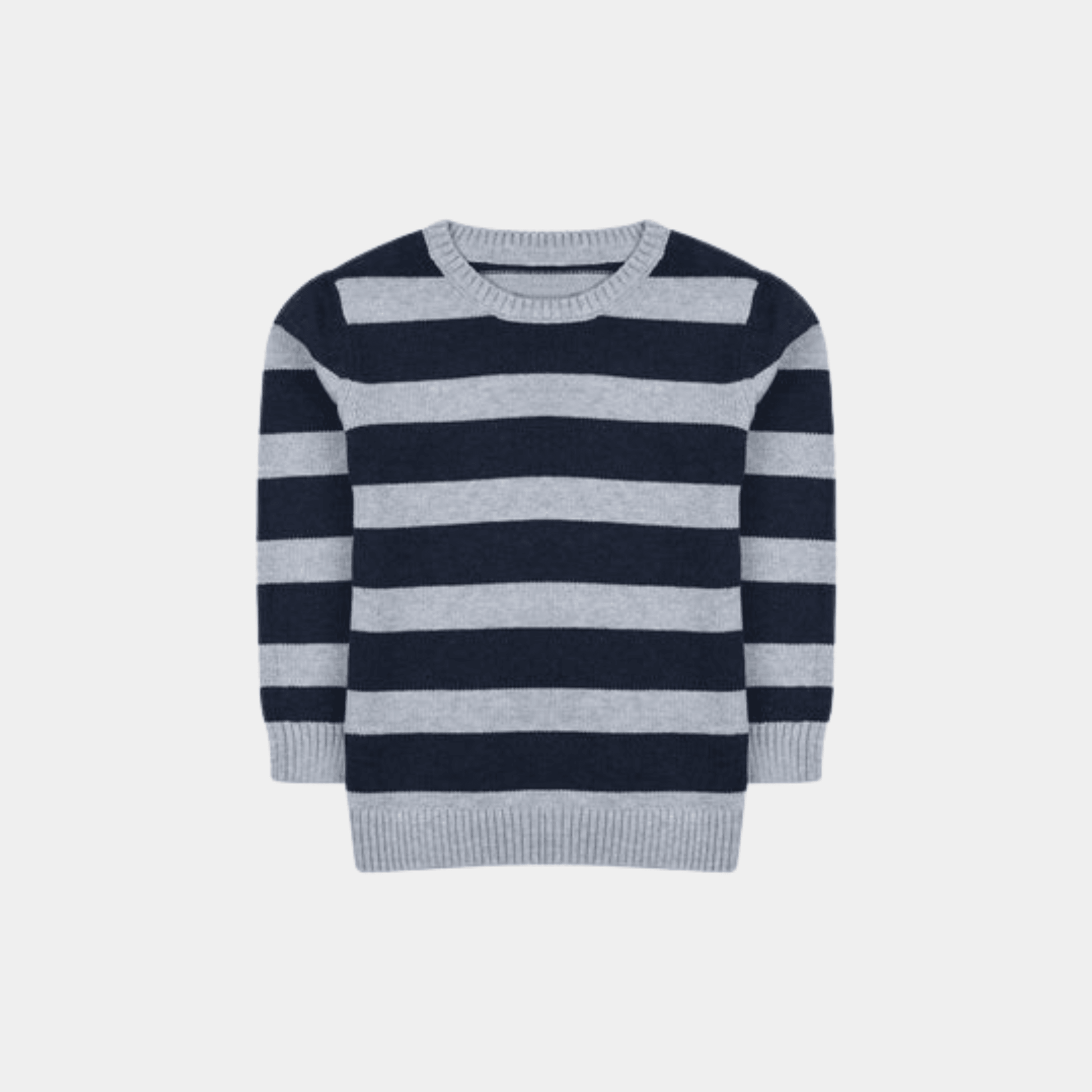 Boys Knitted Sweater – Grey with Blue Lining - KIDKO