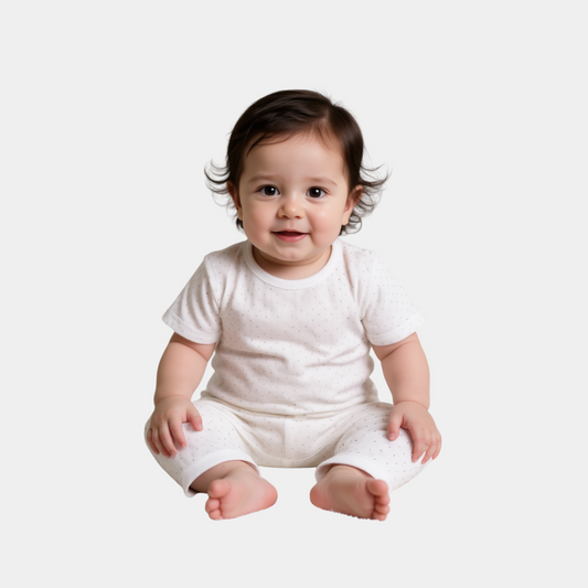 Baby Bodysuit – White with Pink Dots