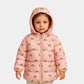 Girls Pink Rainbow Puffer Jacket with Hood & Soft Inner Lining
