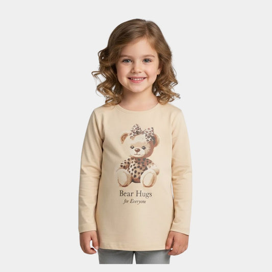 Girl Long Sleeve Tee – Teddy Bear Print