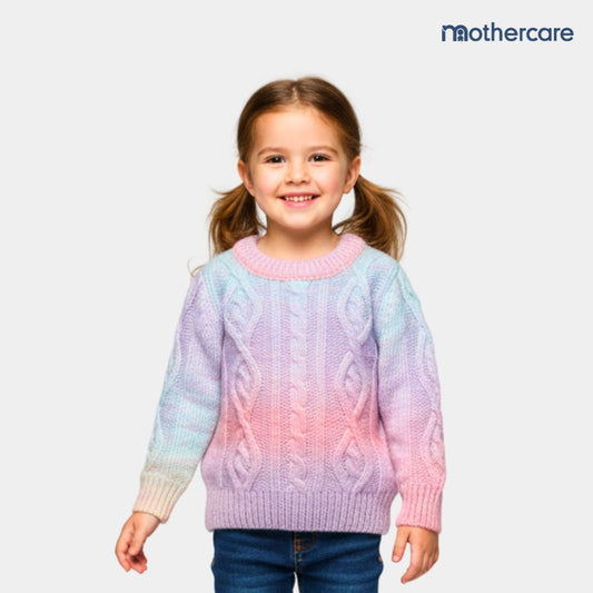 Girls Tie-Dye Cable Crew Sweater