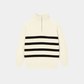 Boys Half Zip Striped Jumper – Cream and Black Color - KIDKO