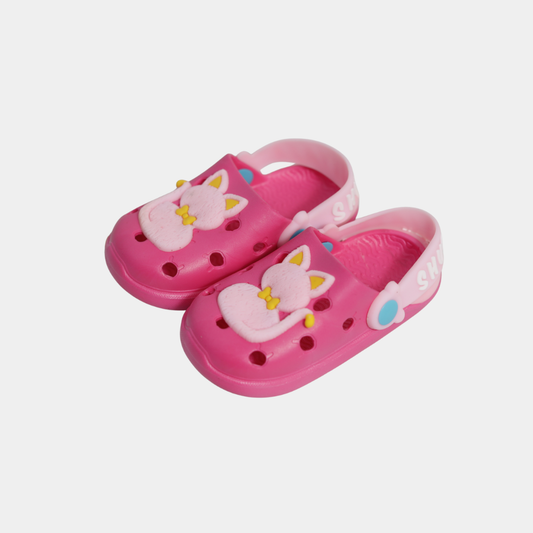 Girls Pink Cute Cat Clogs – Soft Slip-On Sandals