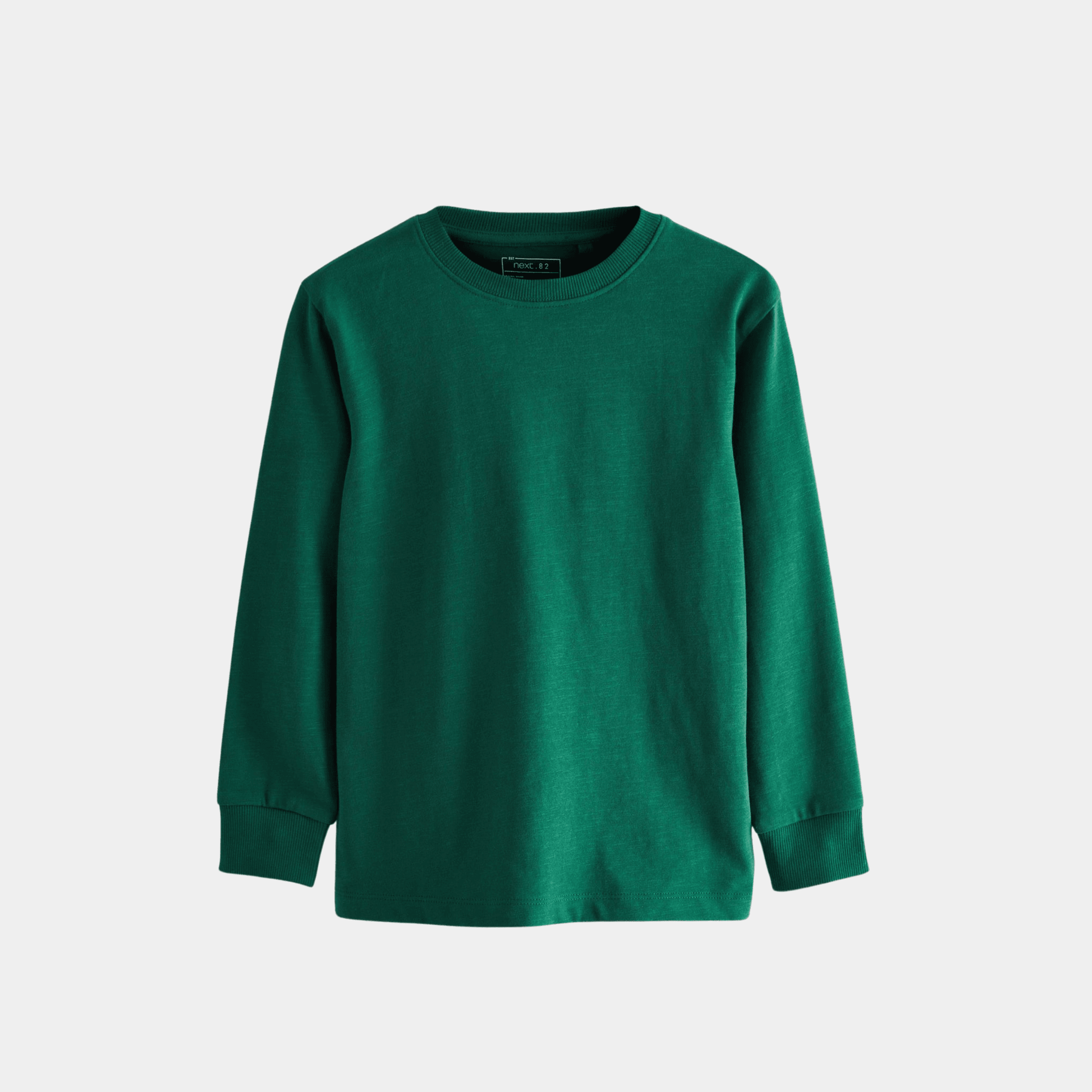 Boys Full Sleeve T‑Shirt – Forest Green Crew Neck - KIDKO