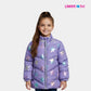 Girls Lilac Metallic Star Print Winter Puffer Jacket with Hood