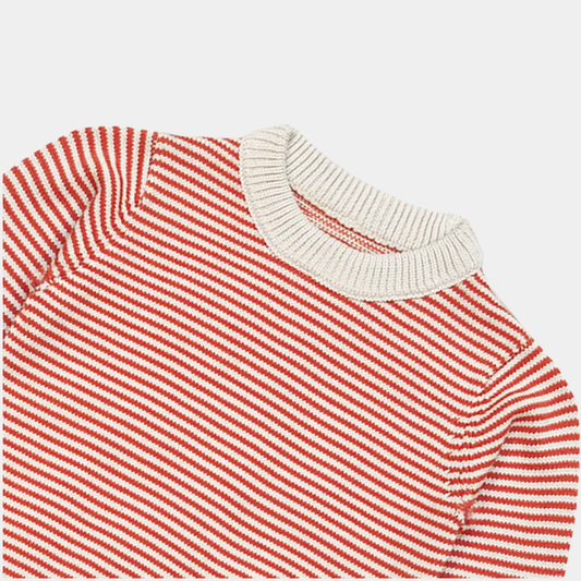 Red & White Soft Striped Knitted Sweater