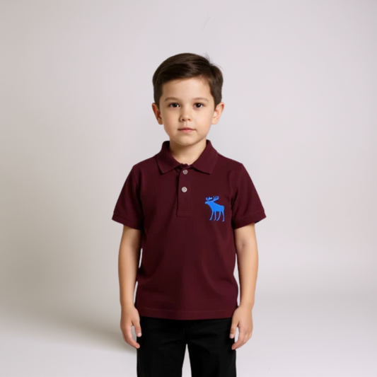 Boys Mehroon Polo Shirt - Reindeer