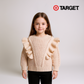 Girls Frill‑Neck Knitted Sweater – Pink