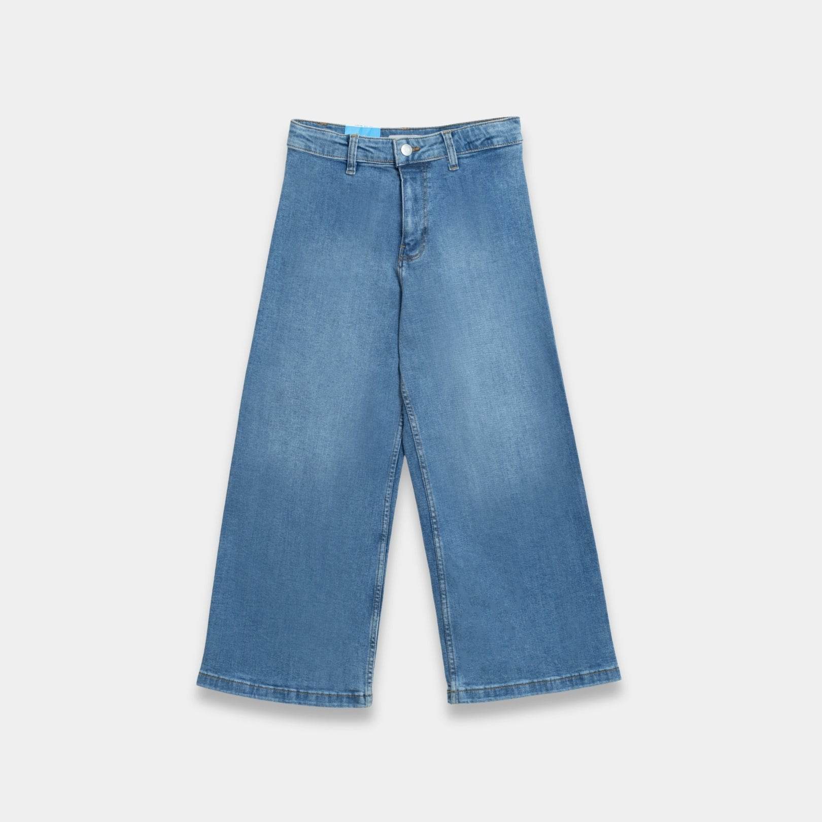 Girls Straight-Fit Denim Jeans - Marine Blue Color - KIDKO