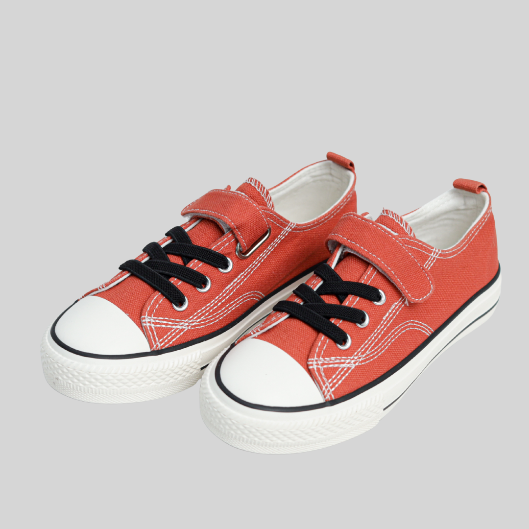 Kids Red Canvas Velcro Sneakers