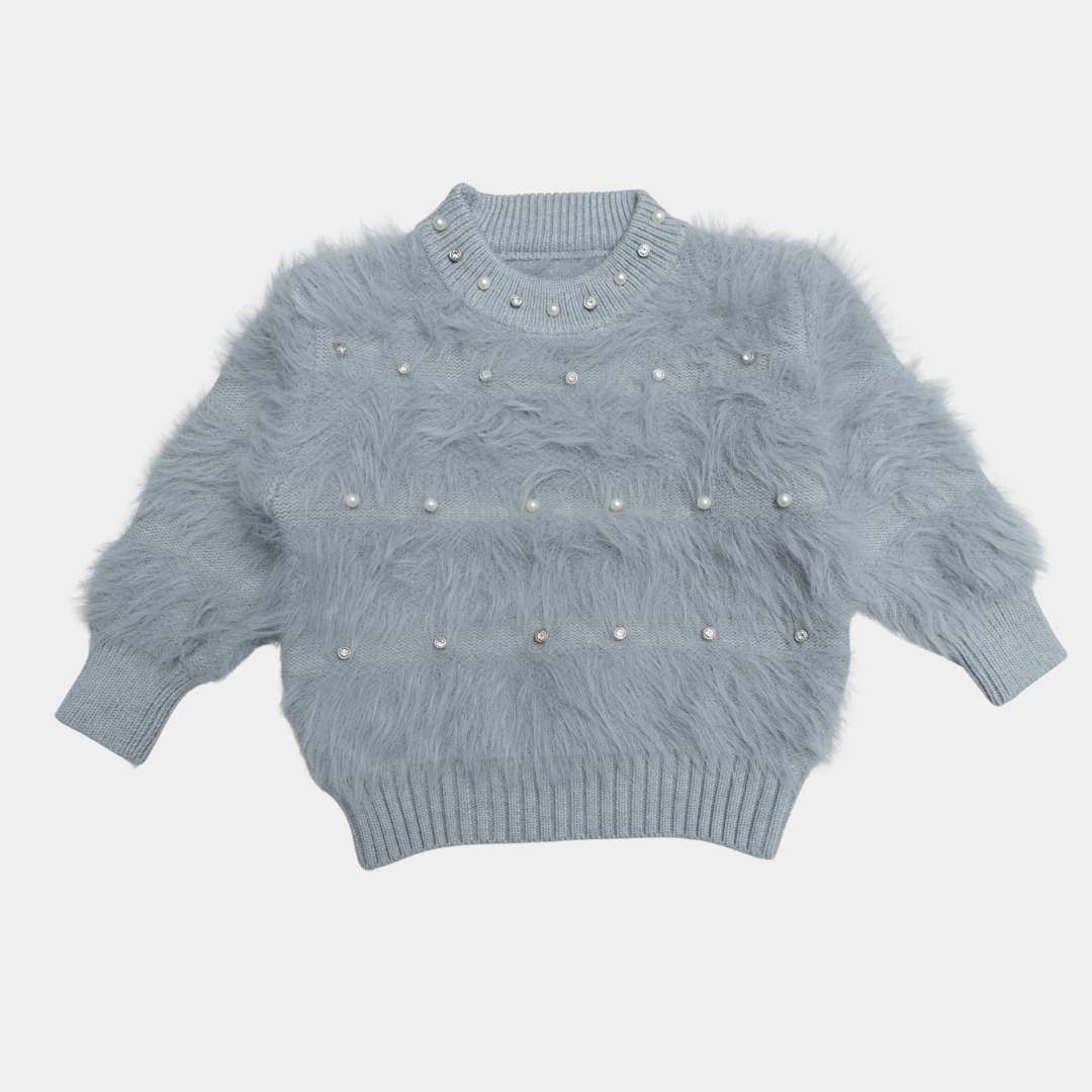 Soft Blue Fuzzy Pajama Set for Girls - Soft & Warmy