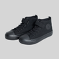 Kids All-Black High-Top Canvas Sneakers – Velcro & Lace Style