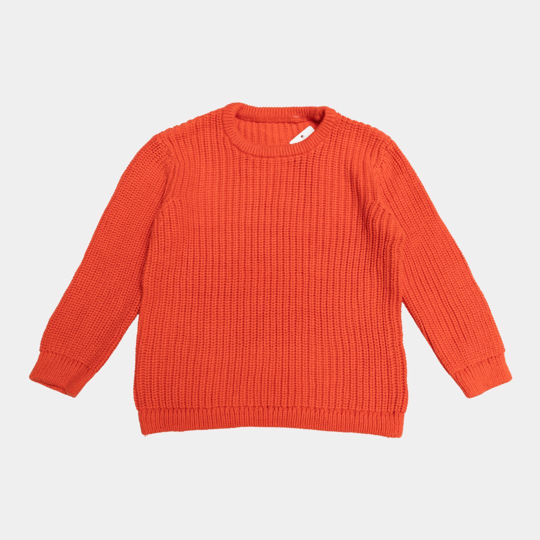 Boys Cozy Knit Sweater - Vibrant Orange