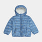 Girls Light Blue Printed Puffer Jacket with Fur Lining