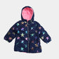 Girls Metallic Star Print Winter Puffer Jacket with Hood
