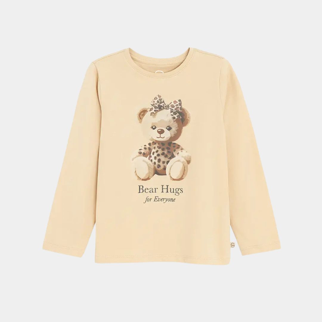Girl Long Sleeve Tee – Teddy Bear Print
