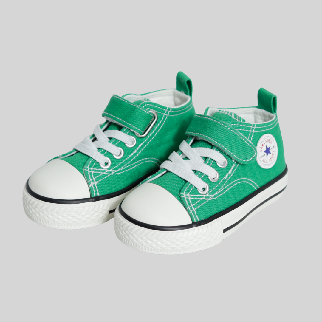 Kids Green Canvas Sneakers – Comfortable Casual Everyday Shoes