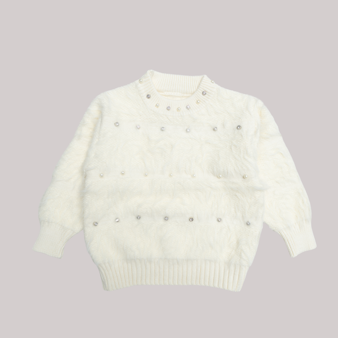 Girls Winter Knit Black & White Pajama Set – Soft & Warmy