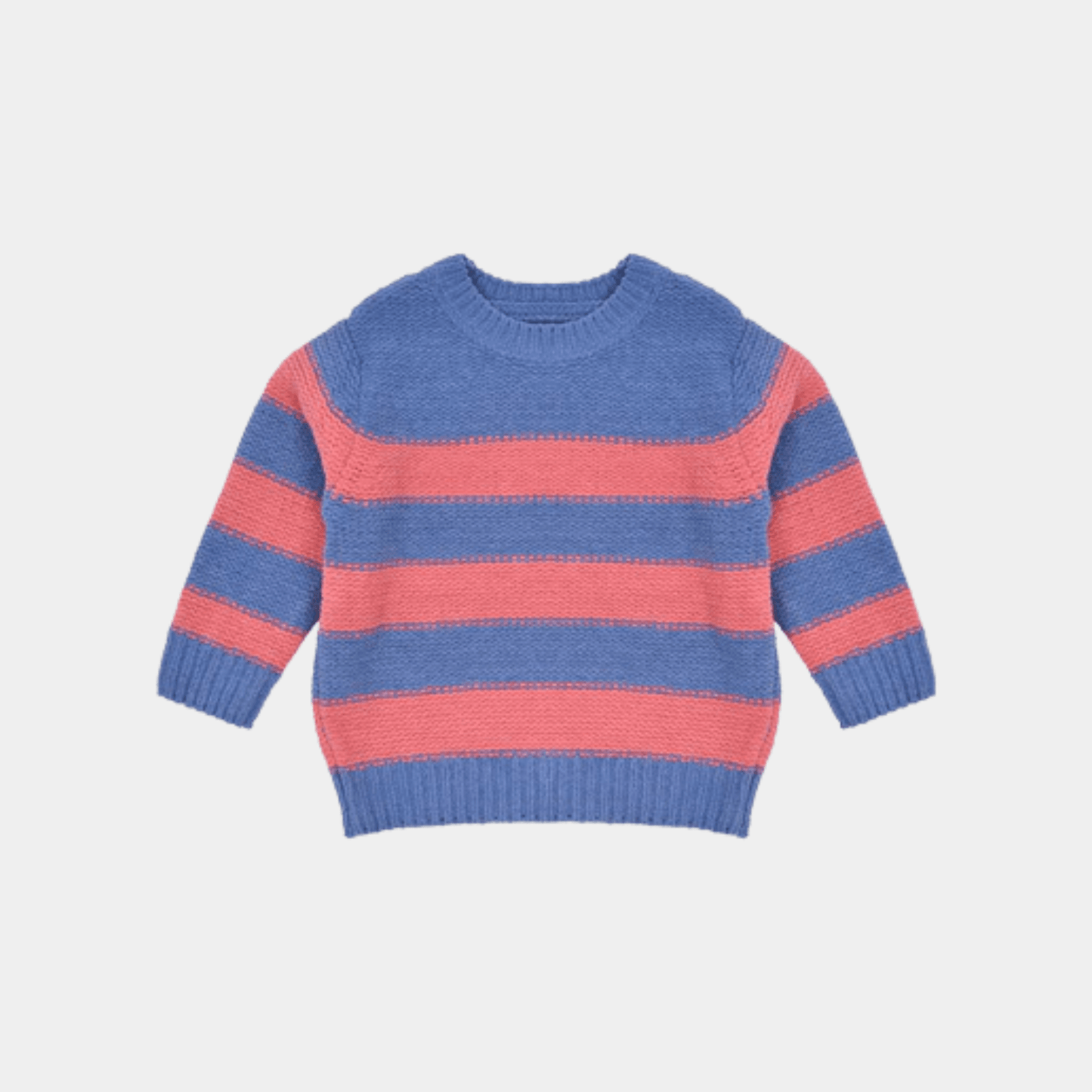 Boys Knitted Cotton Sweater – Blue and Peach - KIDKO