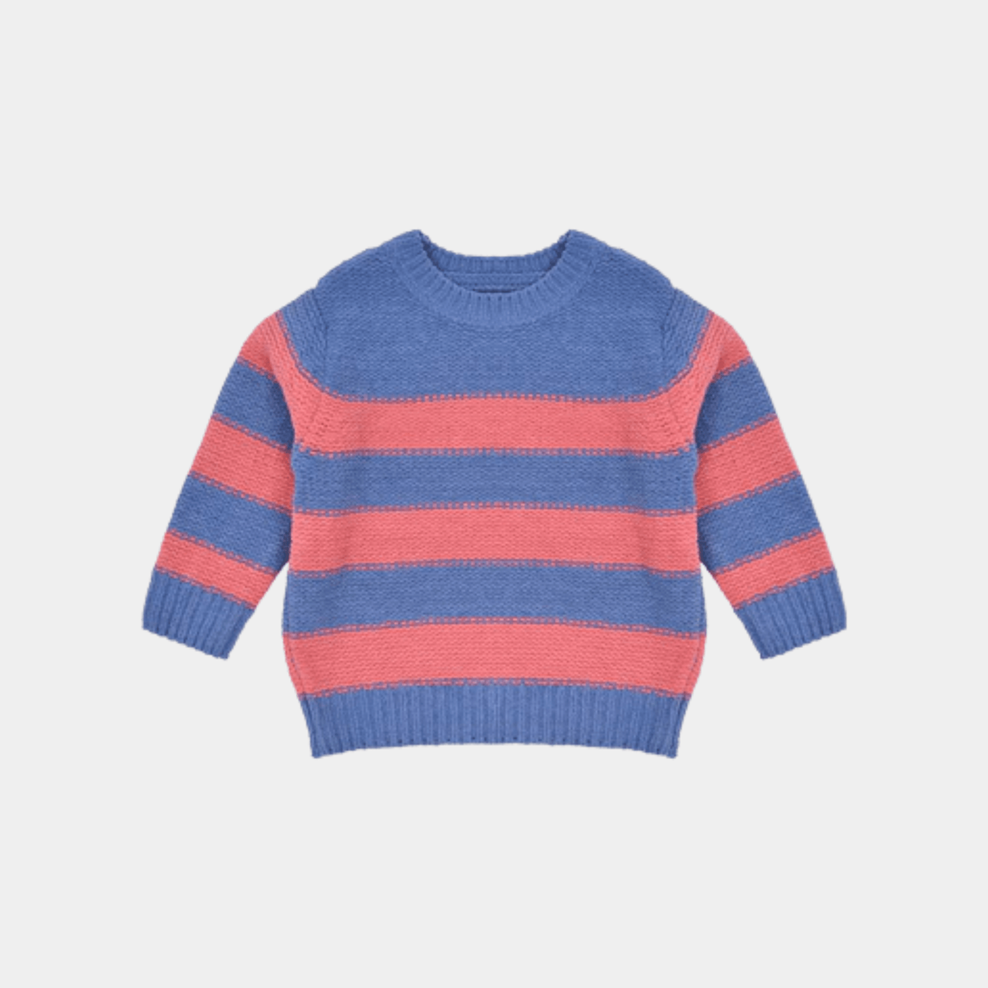 Boys Knitted Cotton Sweater – Blue and Peach - KIDKO