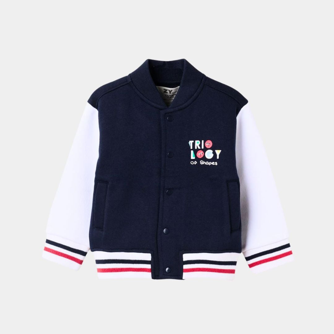 Boys Bomber Jacket – Navy & Beige Color
