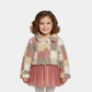 Girls Checkered Teddy Fleece Jacket – Multicolor