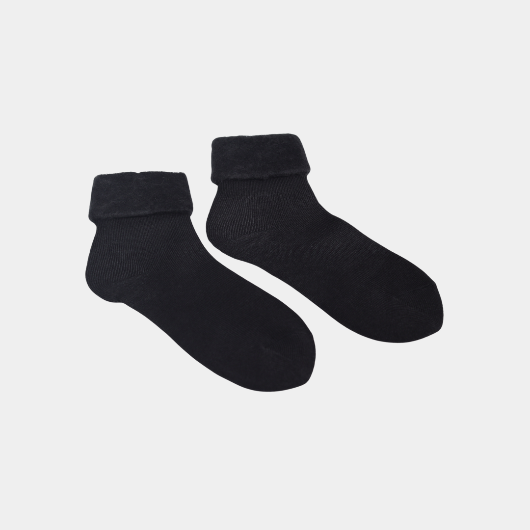 Kids Solid Black Woolen Winter Socks – Soft & Warm