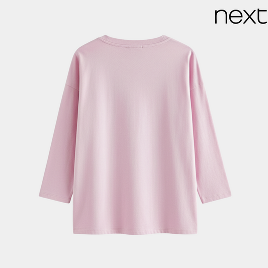 Girls Pink Sequin Heart Full Sleeve T-Shirt