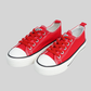 Kids Red Lace-Up Canvas Sneakers – Classic Casual Everyday Shoes