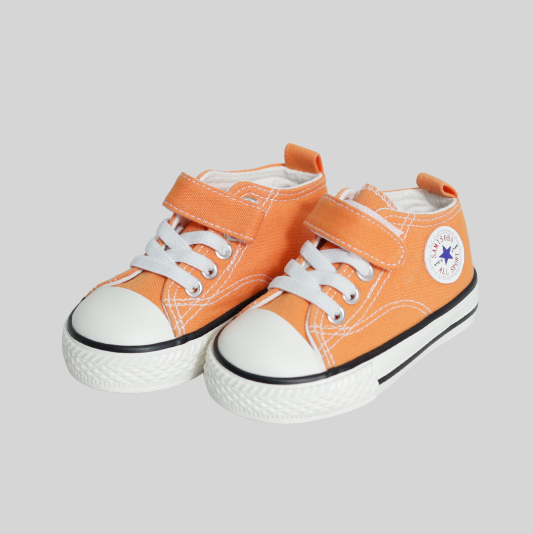 Kids Orange Canvas Sneakers with Velcro – Comfortable Everyday Shoes