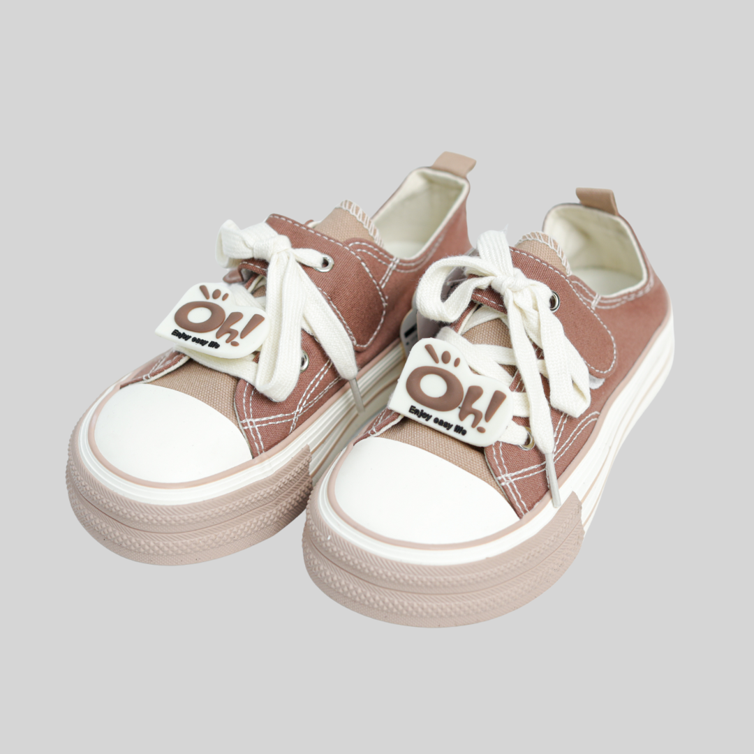 Kids Brown Canvas Sneakers – Trendy Casual Everyday Shoes