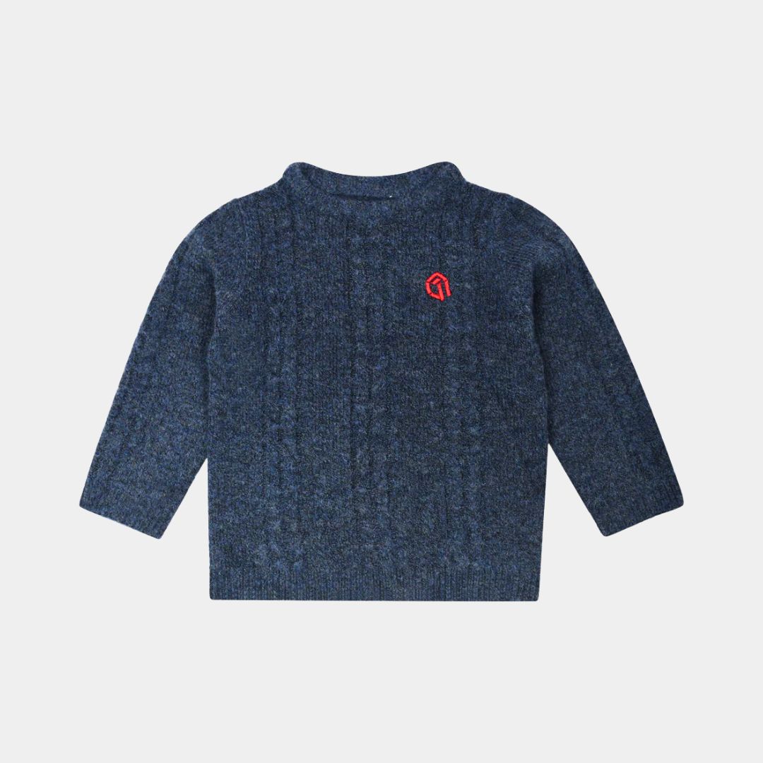 Boys Cozy Cable Knit Sweater - Navy Blue