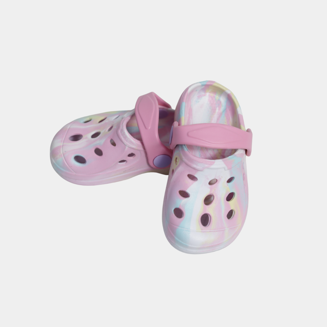 Kids Pink Tie-Dye Clogs – Soft & Lightweight Sandals