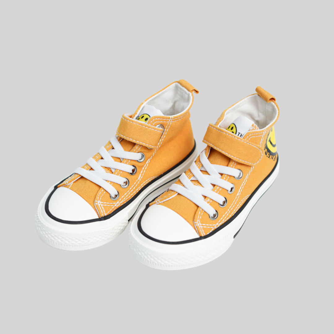 Kids Mustard Yellow High-Top Canvas Sneakers
