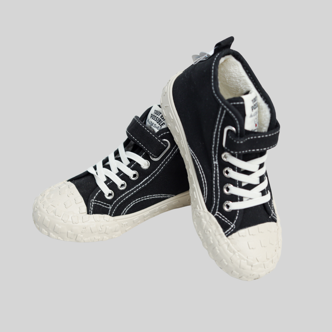 Kids Black High-Top Canvas Sneakers – Stylish Casual Everyday Shoes