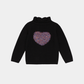Girls Roll‑Neck Sweater – Black - KIDKO
