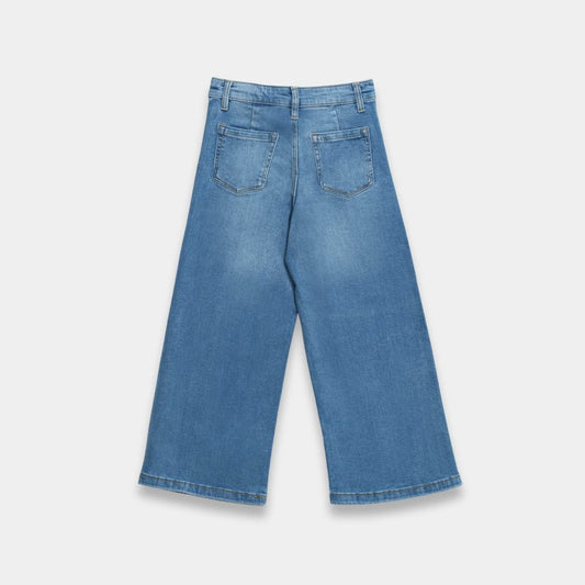 Girls Straight-Fit Denim Jeans - Marine Blue Color - KIDKO