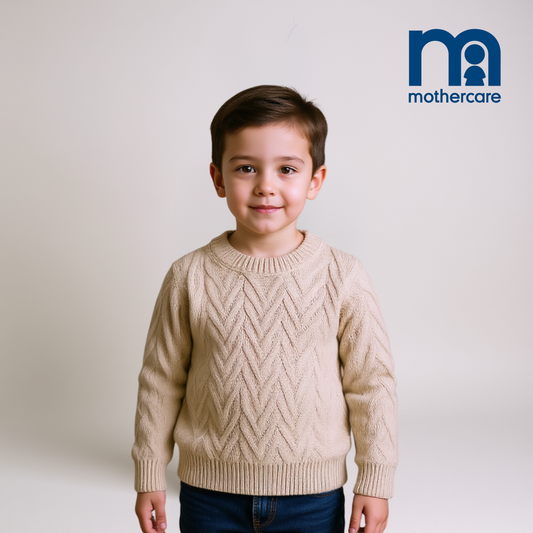 Boys Knitted Wool Sweater – Cream