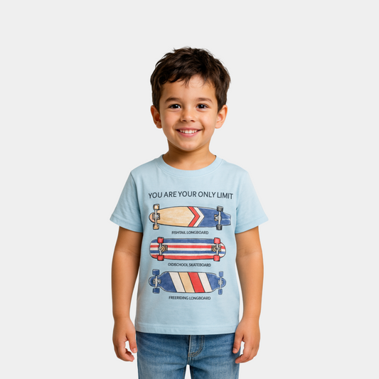 Boys Cotton T-shirt – Skateboard Print
