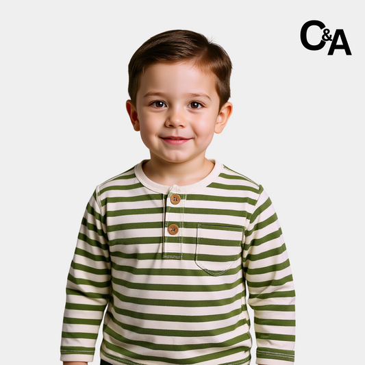 Full Sleeves Green Striped Shirt with Pocket