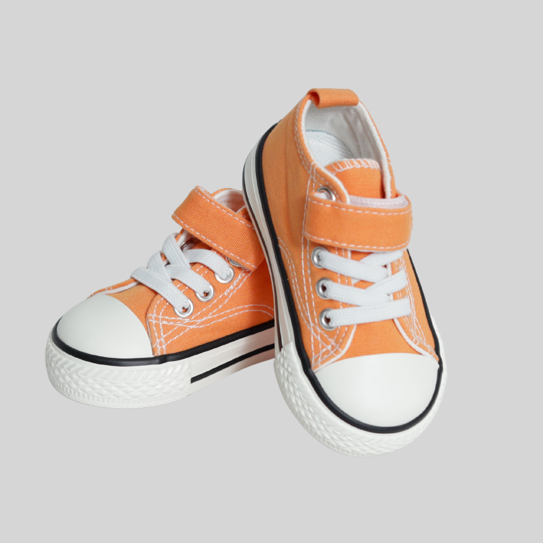 Kids Orange Canvas Sneakers with Velcro – Comfortable Everyday Shoes
