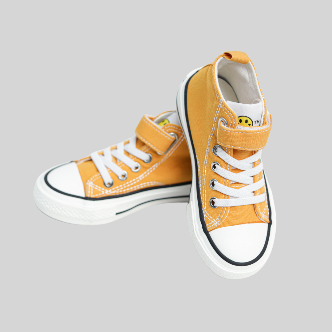Kids Mustard Yellow High-Top Canvas Sneakers