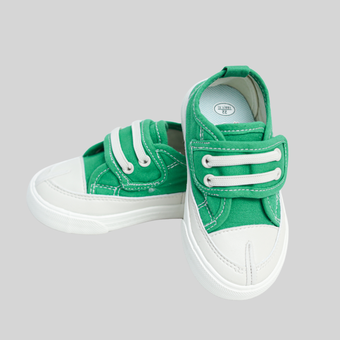 Kids Green Canvas Slip-On Sneakers – Lightweight Everyday Shoes
