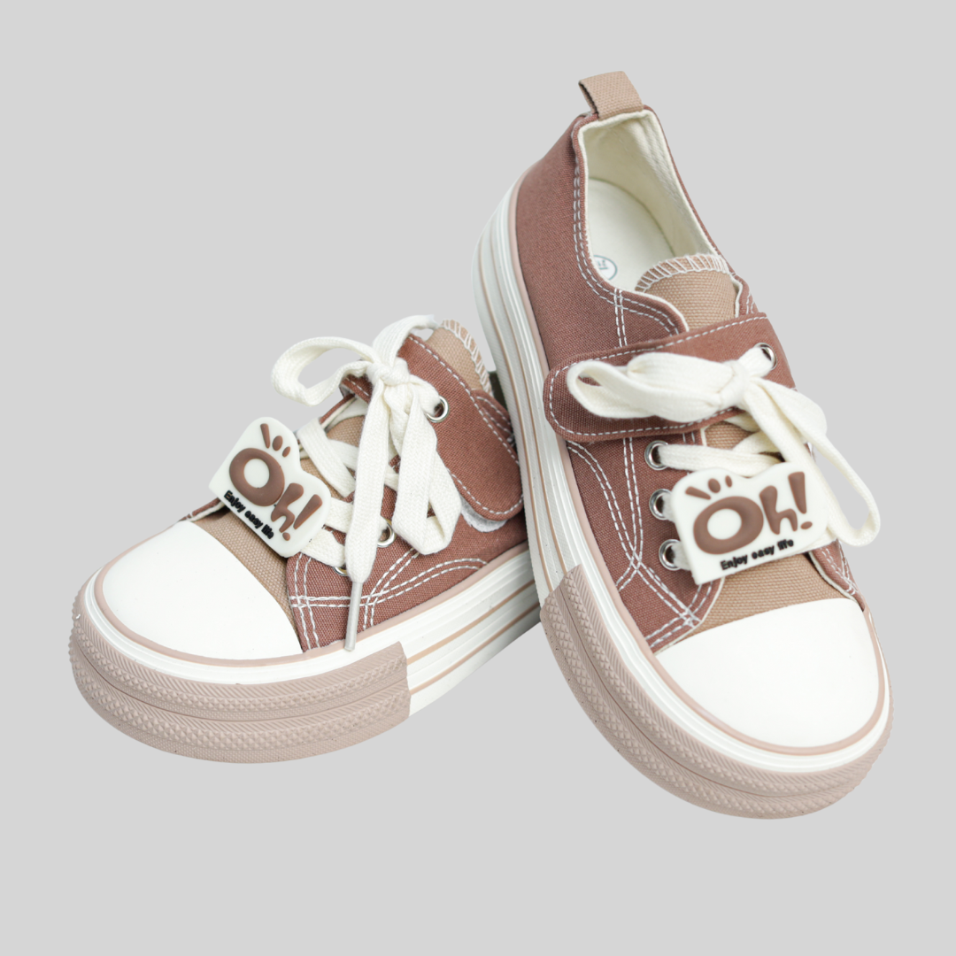 Kids Brown Canvas Sneakers – Trendy Casual Everyday Shoes