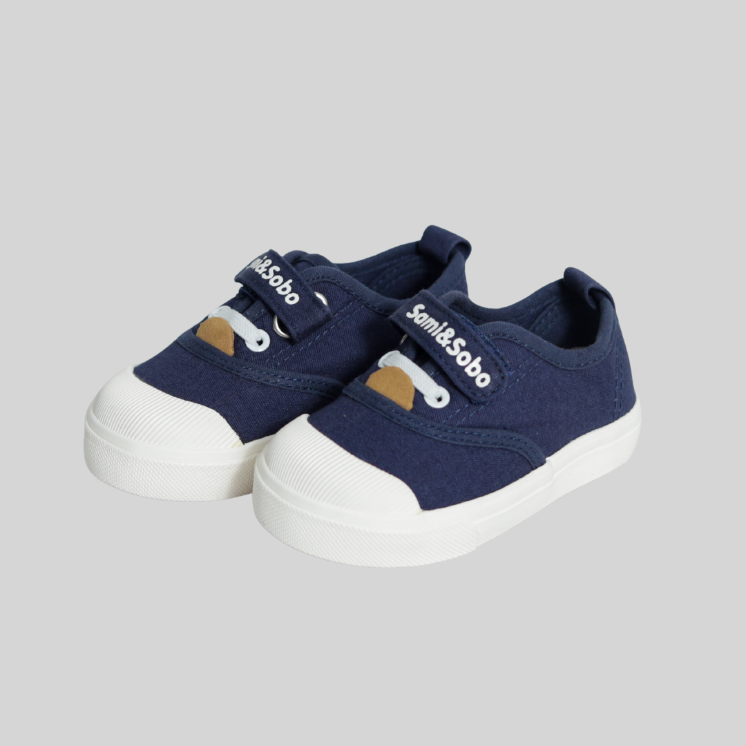 Kids Navy Blue Canvas Slip-On Sneakers – Easy Velcro Everyday Shoes