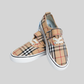Kids Beige Check Canvas Sneakers – Velcro & Lace Casual Shoes