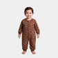 Baby Unisex Sleepsuit – Dark Maroon Printed Design