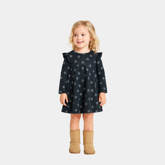 Girls Cotton Dress - Dark Blue